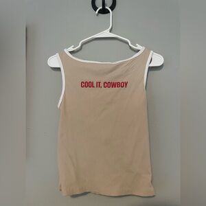 wild fable Beige Ribbed Tank with Red Text